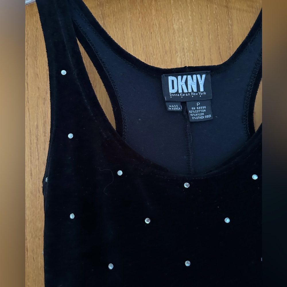 VINTAGE DKNY black bodysuit with rhinestones